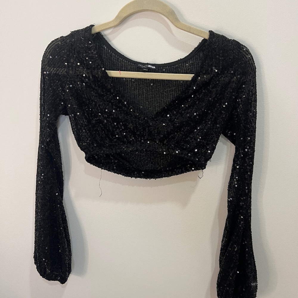 Fashion Nova Black Sequin Set Size XS